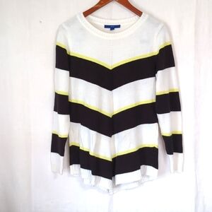 Apt 9 White Black Chevron Neon Stripe Crewneck Sweater Size Medium